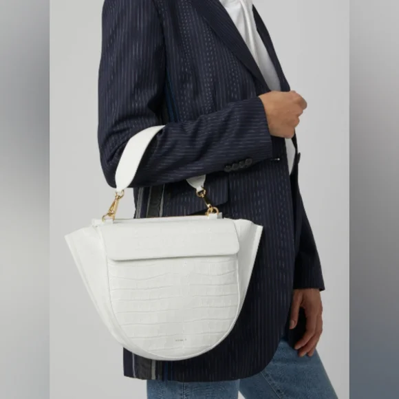 Crocodile embossed Hortensia handbag in optic white(excellent condition) - Picture 1 of 16